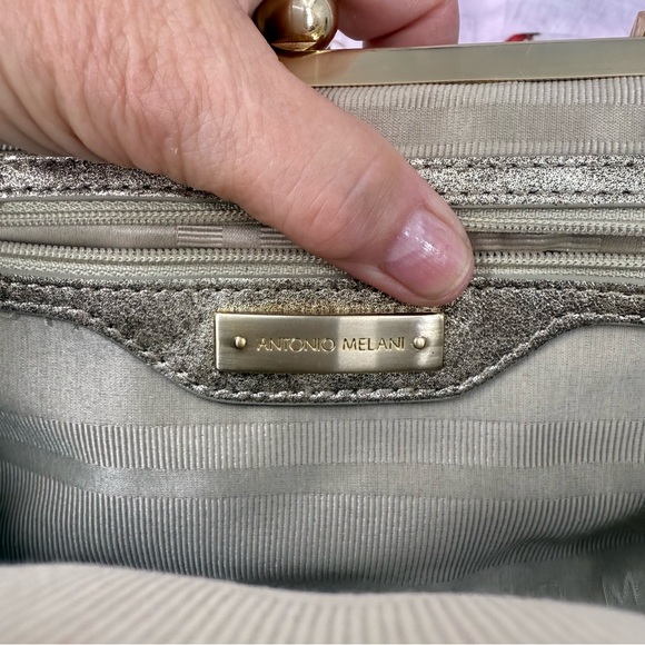 Antonio Melani vintage style W/a kiss-lock closure metallic  Gold mini Handbag